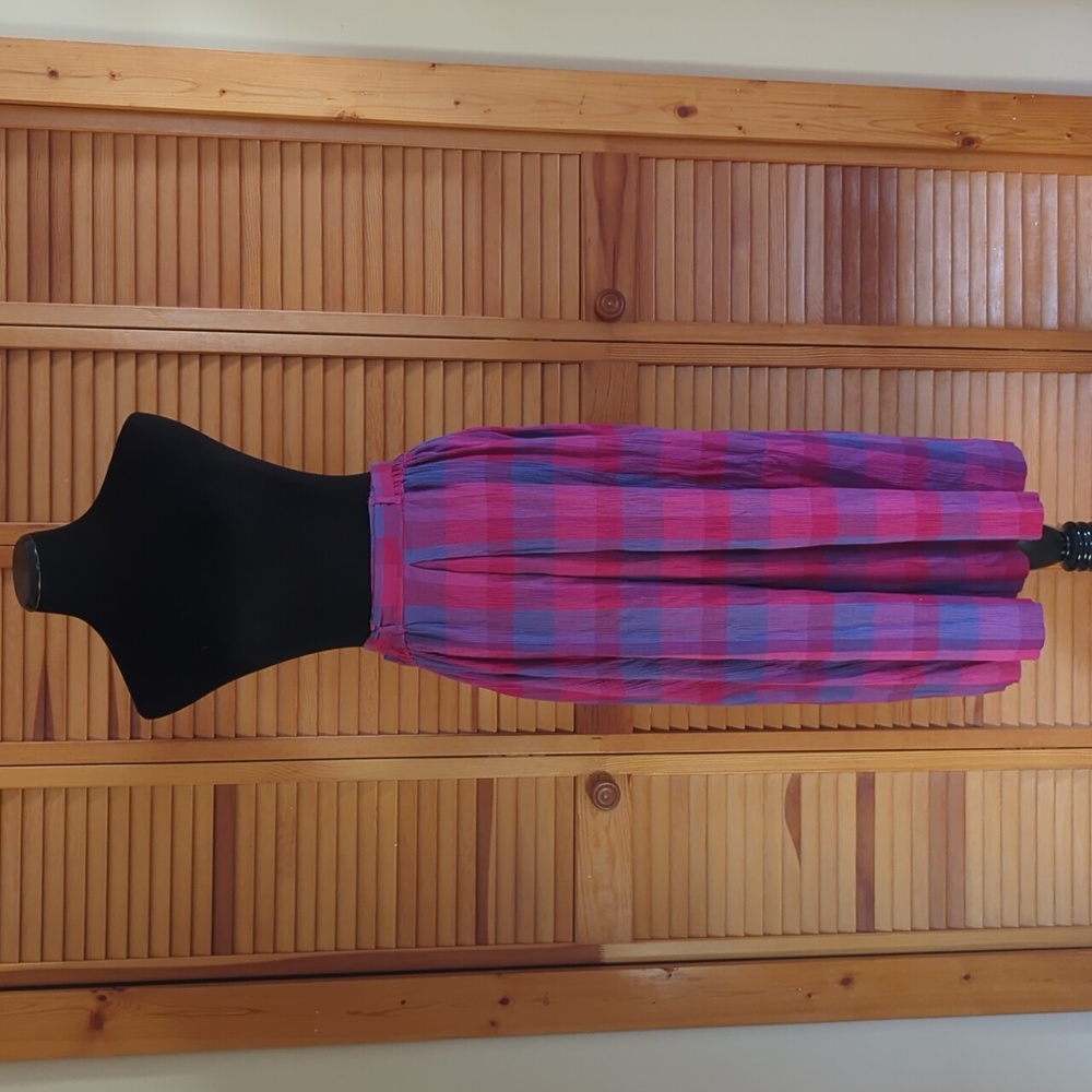 Vintage Christian Dior Purple Plaid Skirt Size Medium Cotton Skirt With Pockets